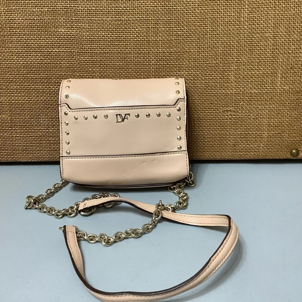 Diane Avon Furstenberg Vintage Gold Studded Leather Crossbody Purse - Picture 3 of 12